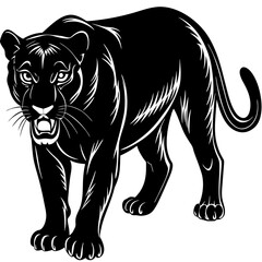 Black Panther Silhouette Powerful Wildcat Illustration