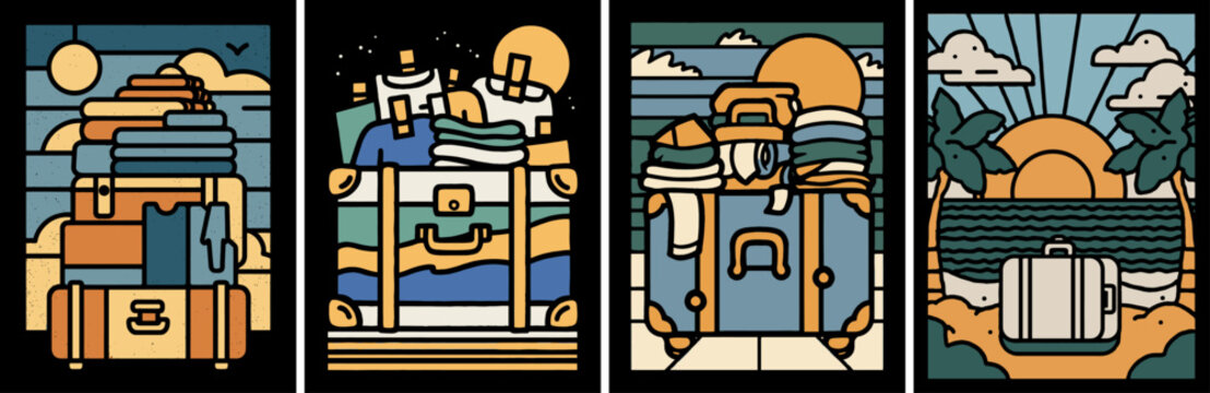 Colorful Travel Doodle Illustration for Shirt Design Ideas