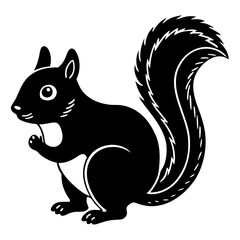 Cute Black and White Squirrel Illustration Simple Design