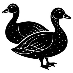 Two Ducks Black Silhouette Illustration Graphic Design