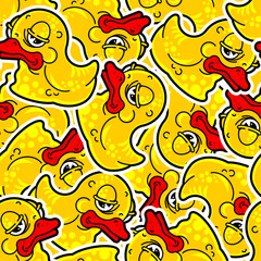 Old rubber duck with wrinkles pattern seamless. Tired toy background. Baby fabric texture