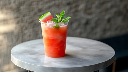 red cocktail with lime and ice