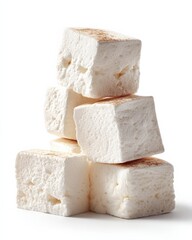 A stack of fluffy white marshmallows, dusted with cinnamon. Sweet treat!