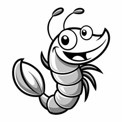 Happy Cartoon Shrimp Character Illustration Design