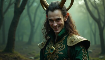 AI-generated fantasy character in misty forest