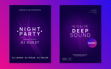 Party Magazine. Trance Cover. Edm Electro Template. Soundwave Radio Illustration. Violet Techno Banner. Dj Flyer. Green Discotheque Event. Blue Party Magazine