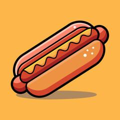 Delicious Hot Dog with Mustard Illustration