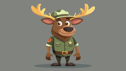 Friendly Cartoon Deer Park Ranger Character Illustration