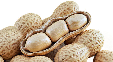 Peanuts in Shells Close-Up on Neutral Beige Backdrop - Artistic Organic Nut Still Life