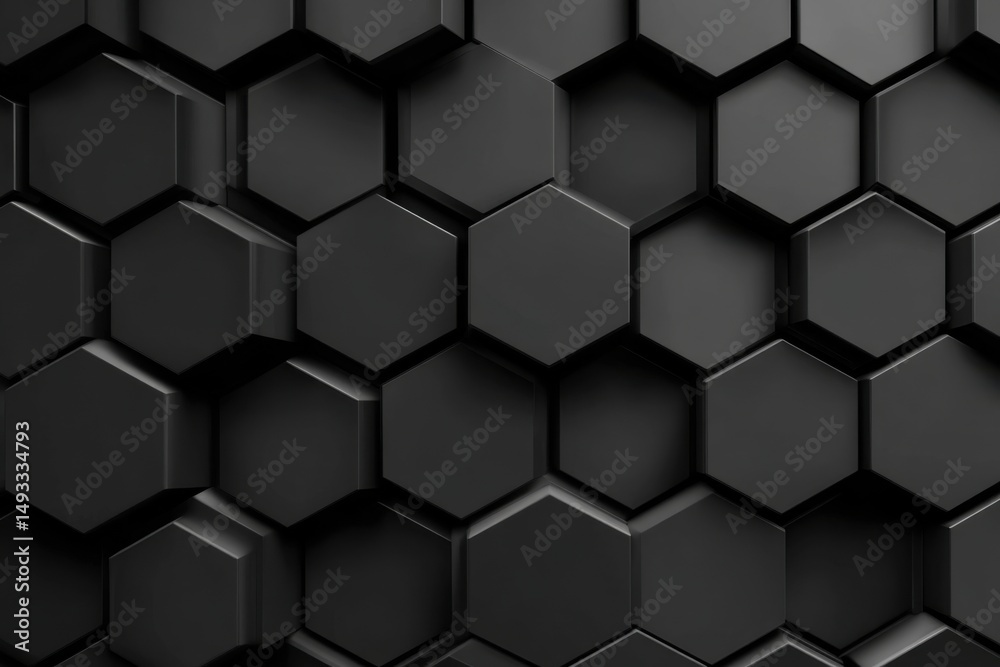 Poster dark hexagonal pattern close up - abstract geometric design with shadow and texture for modern backg