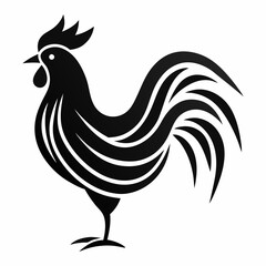 Stylized Black Rooster Illustration Farm Animal Design