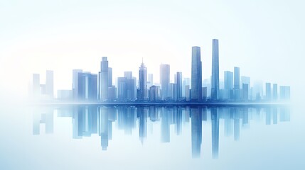 Fototapeta premium Abstract Cityscape Vector - Blue & White Minimalist Business Banner (Corporate Branding/Urban Concepts)