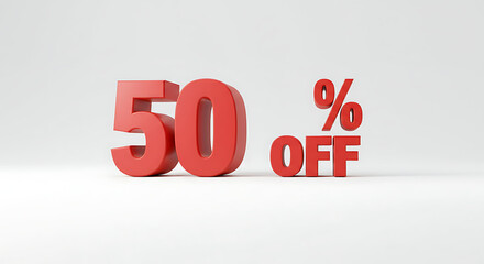 50% off 3D isolated on white background