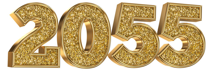Happy New Year Number  2055 Gold 3d Render