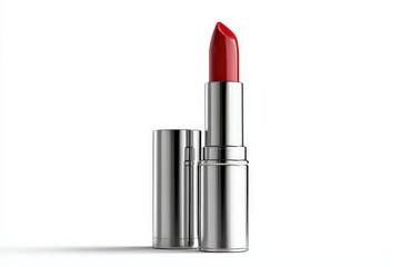 Classic red lipstick in a sleek silver case.  A beauty essential.
