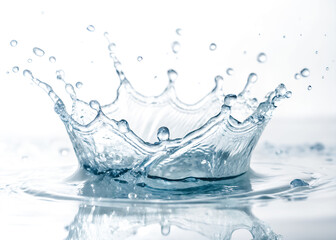Side view of splashing water in circle shape isolated on white background and generated with AI