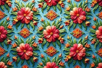 Intricate floral design, repeating seamlessly , summer, pattern