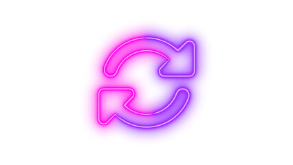 Neon rotate icon glowing with transparent background