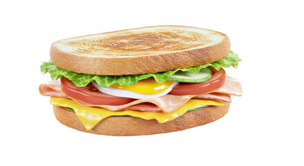 Delicious Breakfast Sandwich - Isolated on Transparent Background for Food Marketing