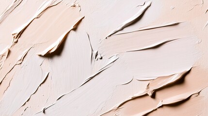 Abstract Beige and White Impasto Painting Texture Background Elegant Swirls Artistic Brushstrokes Creamy Neutral Tones  