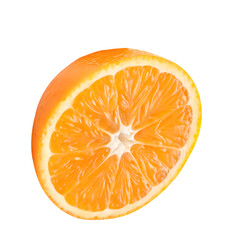 A half of ripe orange fruit isolated with clipping path and generated with AI in png file format