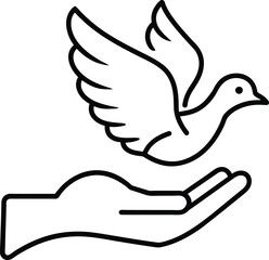 Dove Peace Hand Icon Vector Graphic