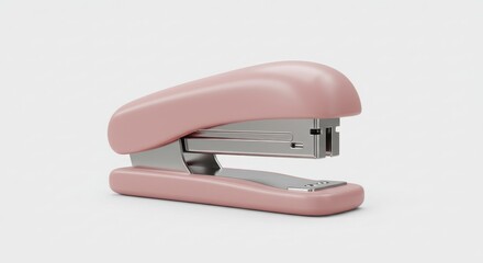 Pink Stapler on White Background: Office Supply, Minimalist, Cle
