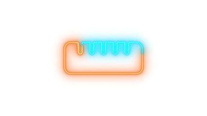 Neon ruler horizontal icon glowing with transparent background