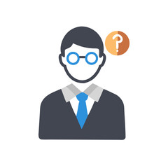 Professional businessman icon question mark transparent background