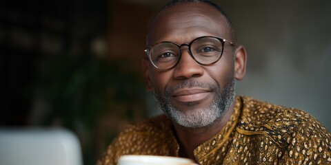 Mature man with glasses engaged in learning environment