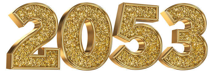 Happy New Year Number  2053 Gold 3d Render