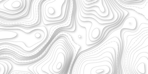 Abstract white paper cut background with line. 3d topography relief. Vector topographic illustration. realistic papercut decoration textured with wavy layer and shadow. seamless pattern wave design.
