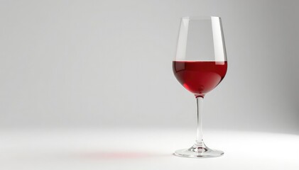 Single glass of red wine on white, minimal setting , background, red