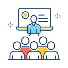 Professional online presentation to diverse audience, clean cutout