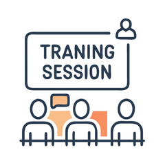 Professional training session icon cutout isolated on white background