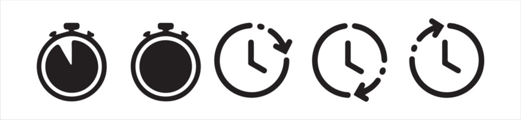 Time and clock, calendar, timer line icons. Horizontal  of analog clock icon symbol . Circle arrow icon, Victor illustration, Eps 10.