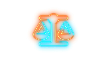Neon scale balanced icon glowing with transparent background