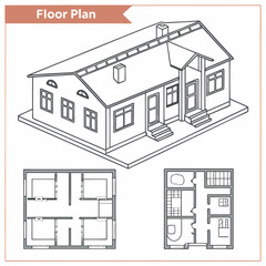House floor plan isometric view architectural design home blueprint