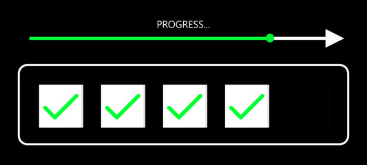 Checklist and task progress tracking concept. Vector Illustration.