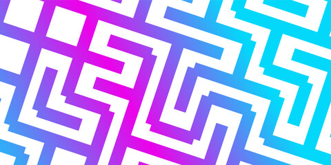 Abstract maze geometric background. Hand drawn seamless pattern with bold square lines.