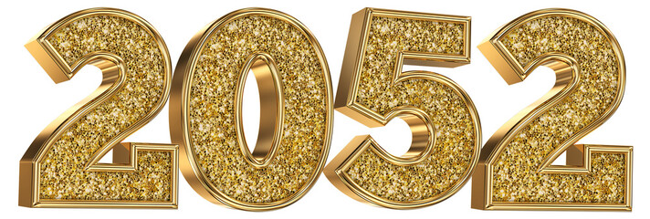 Happy New Year Number  2052 Gold 3d Render