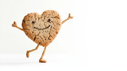 Obraz premium Happy Heart-Shaped Cookie Dancing with Joy and Cheerfulness