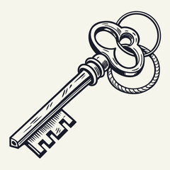 Ornate vintage key with intricate design and ring