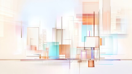 Abstract Composition with Geometric Shapes in Soft Colors for Artistic Background or Design Projects