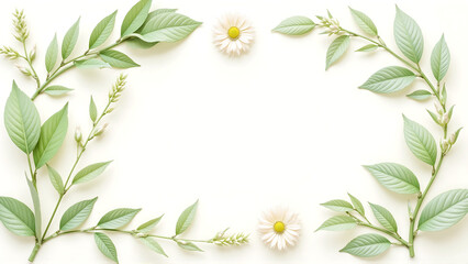 Obraz premium Floral Frame with White Flowers on Light Background