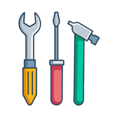 Professional tools icons set isolated on white background