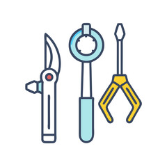 Professional tools icons set isolated on white background