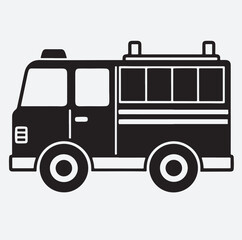 fire truck icon silhouette vector art illustration