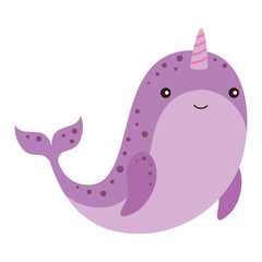 cute narwhal isolated