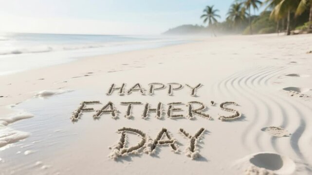 Feliz dia Pap&aacute; escrito en la Arena Blanca